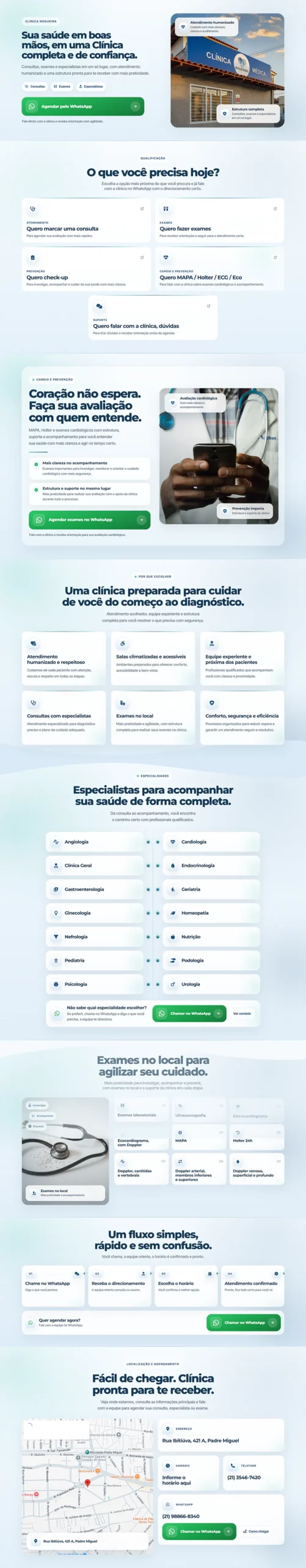 Screenshot da landing page da Clínica Médica Nogueira
