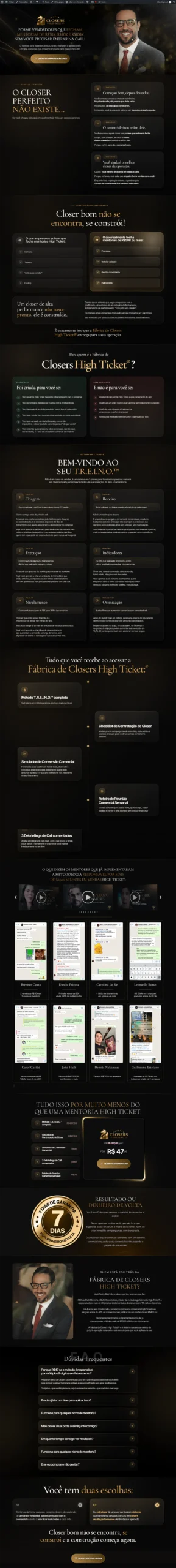 Screenshot da página de vendas da Mentoria High Ticket